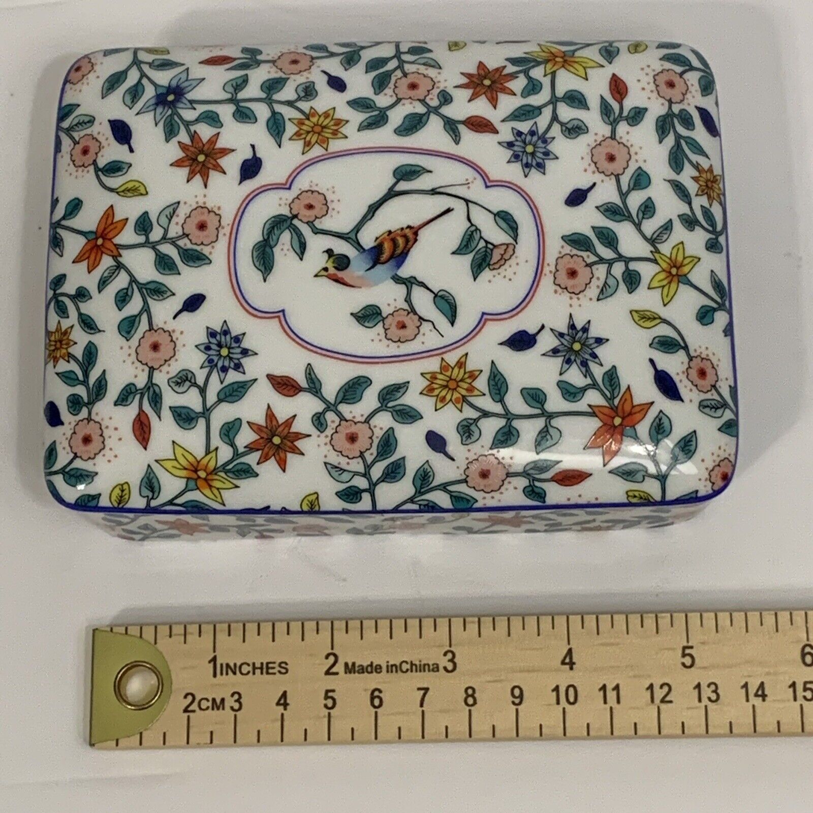 Vintage Hand Painted Neiman Marcus Porcelain Divided Card Box