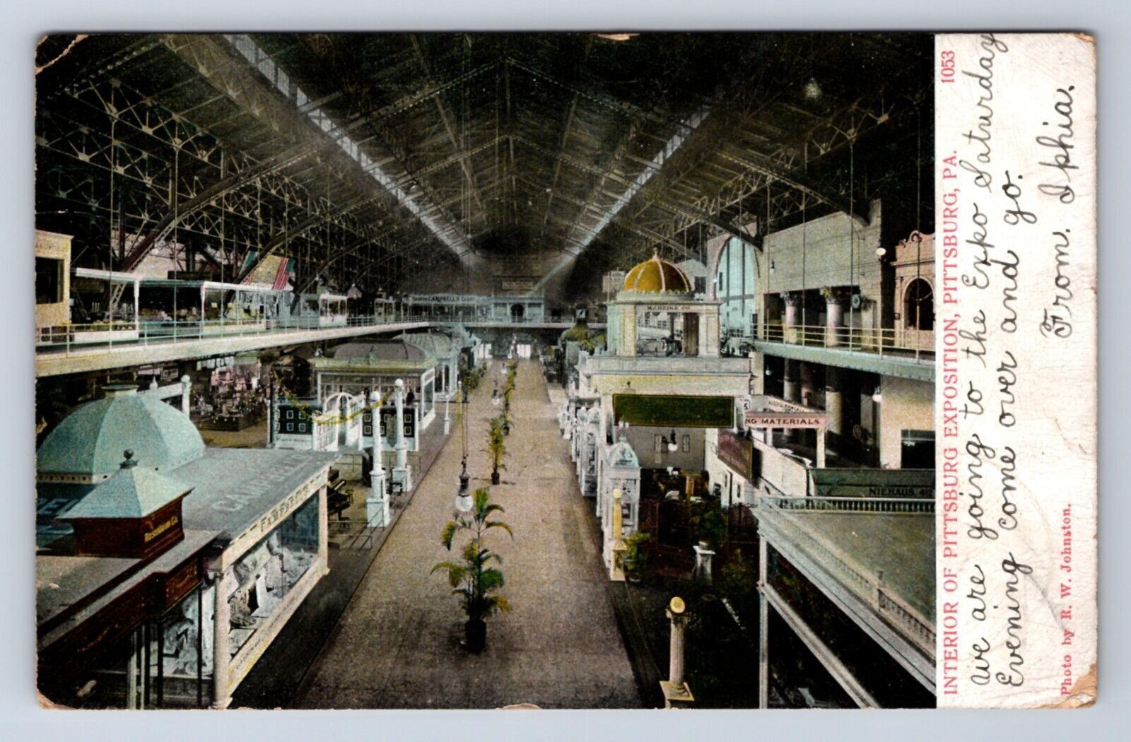 VINTAGE INTERIOR OF PITTSBURG EXPOSITION PITTSBURG PA 1906 POSTCARD FE