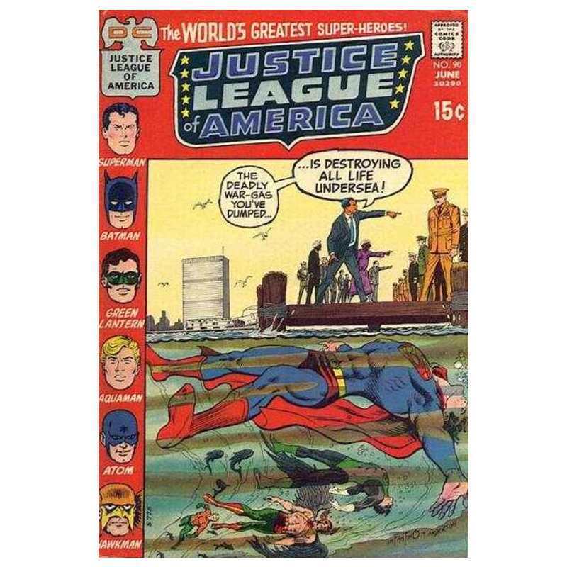 Justice League of America #90  - 1960 series DC comics Fine minus [a~