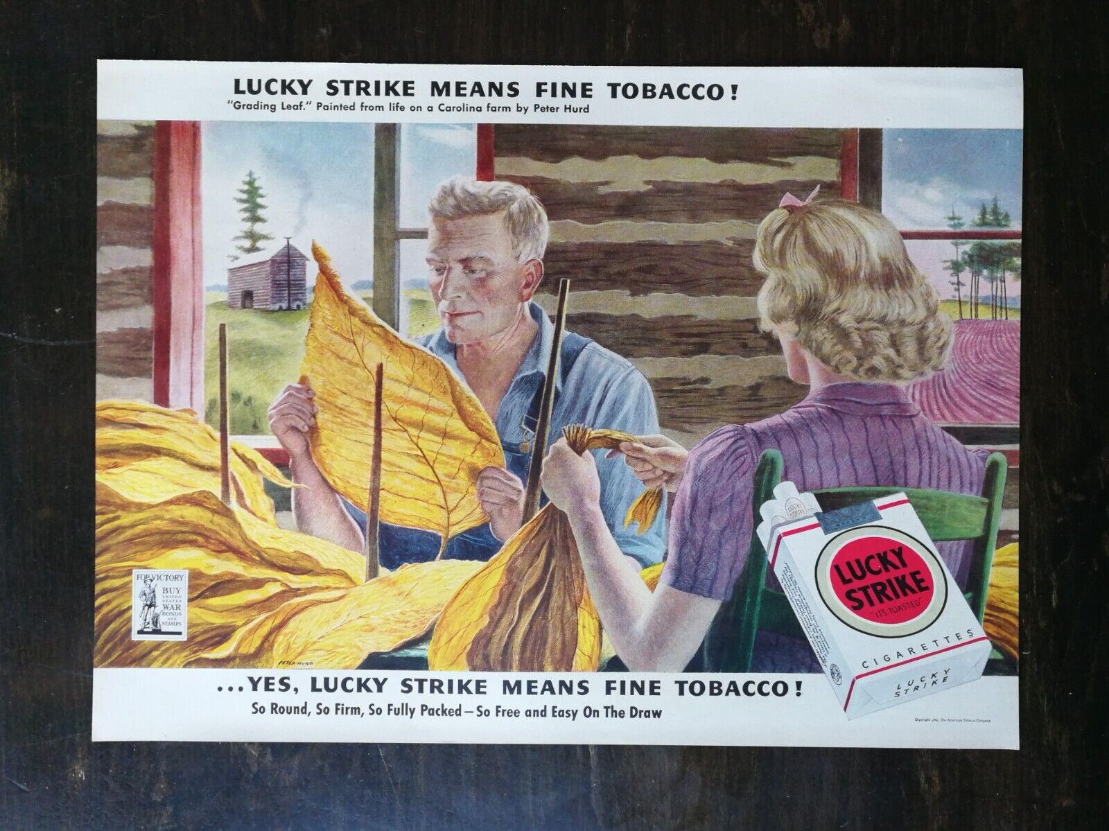 Vintage 1943 Lucky Strike Cigarettes Full Page Original Ad 823