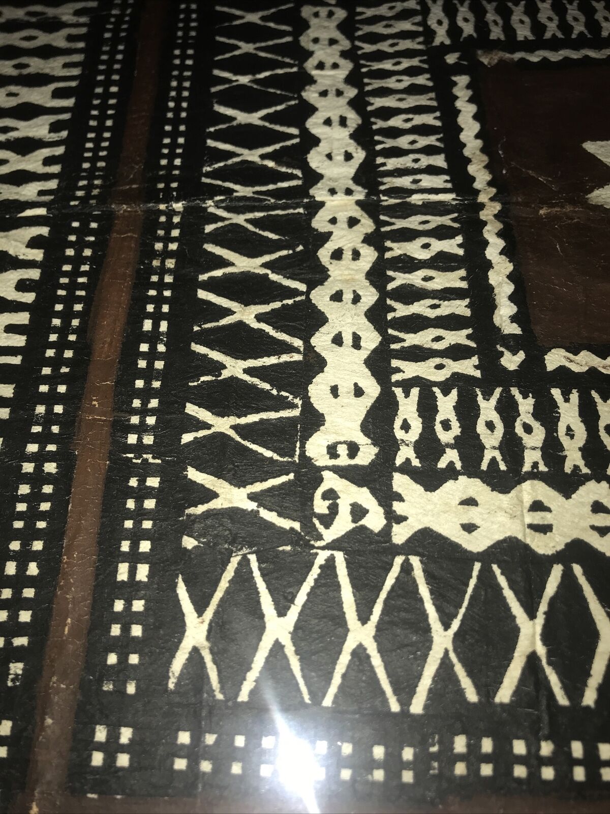 Polynesian - Tapa Cloth - Square Geometric - Framed - 26\