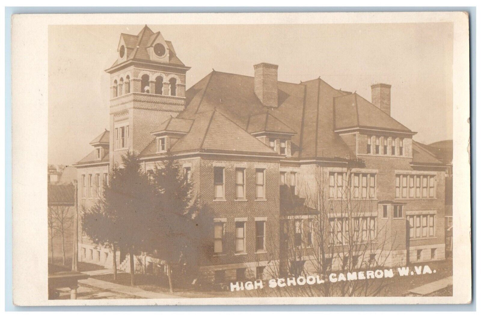 1910 High School Cameron West Virginia W. VA RPPC Photo Postcard