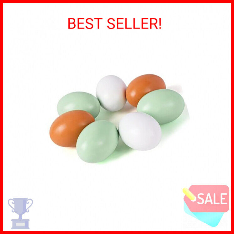 SallyFashion 7 Pcs Wooden Fake Eggs, 3 Colors Wooden Easter Egg Wood Eggs for Cr