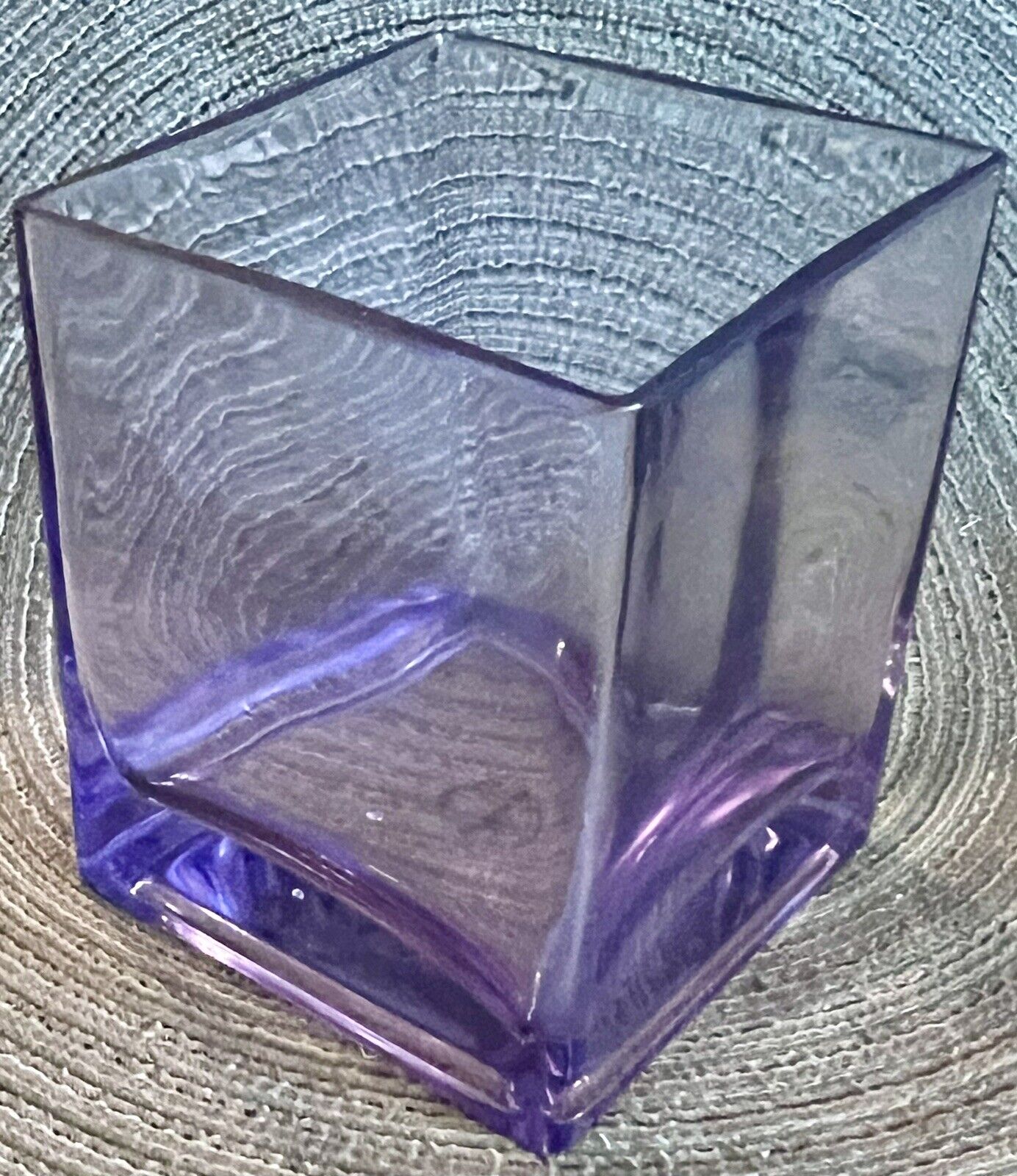 Square Pink Alluring Squarish Vase  Glass Decor 4” Depth 4” Width 5” Tall