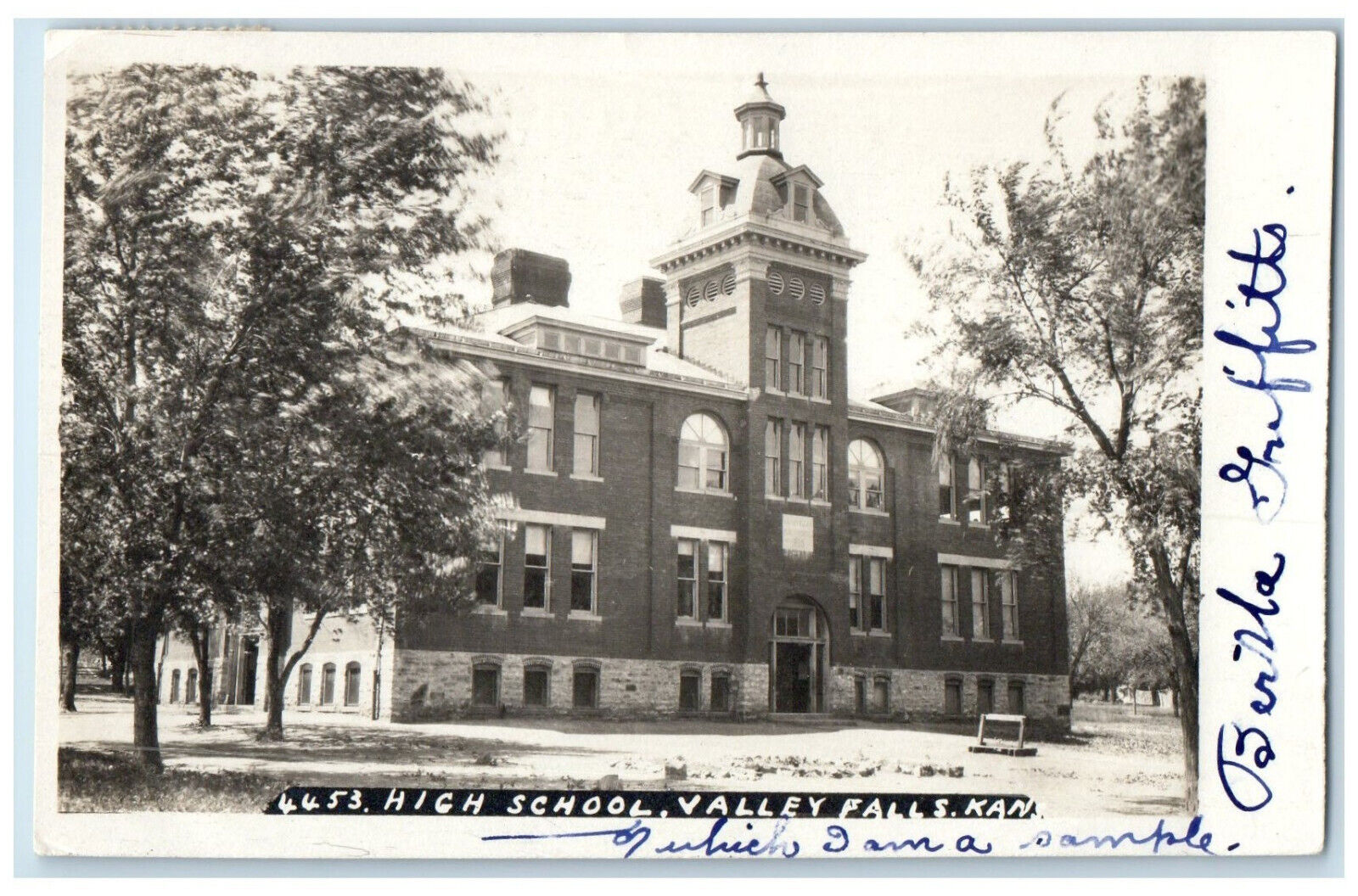 Valley Falls Kansas KS RPPC Photo Postcard High School 1911 Posted Antique