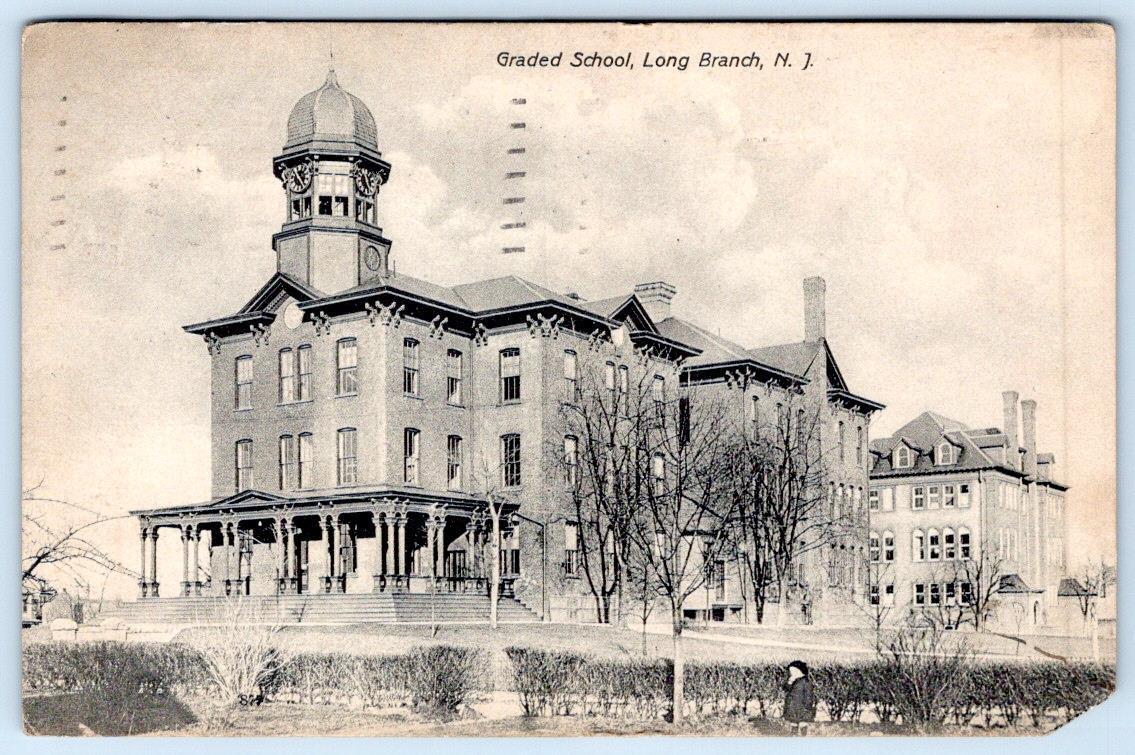 1911 GRADED SCHOOL LONG BRANCH NEW JERSEY NJ HUGE BUILDING ANTIQUE POSTCARD