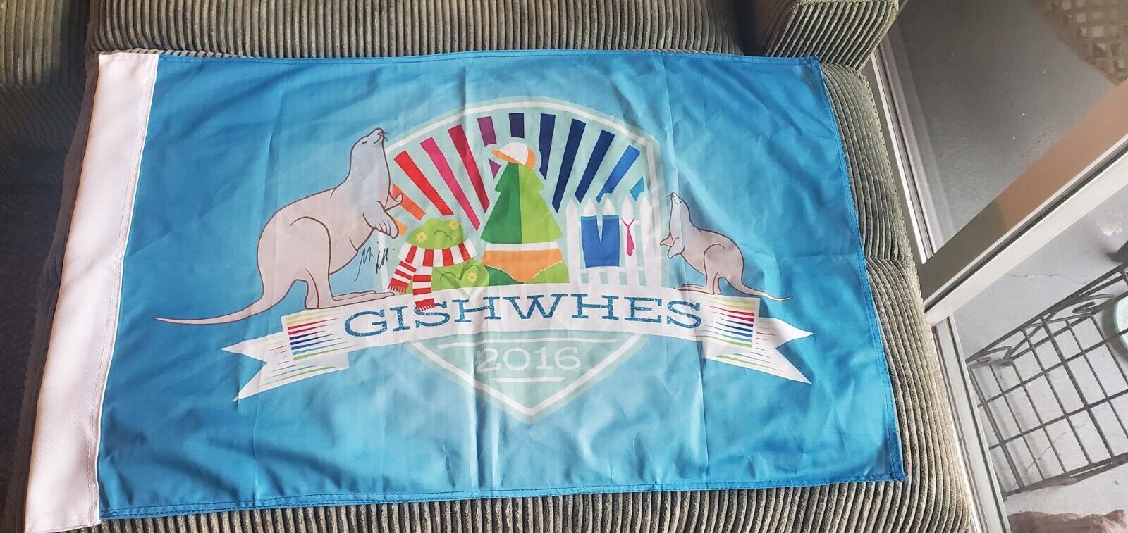 SIGNED by Misha Collins (Supernatural) Gishwhes 2016 Flag