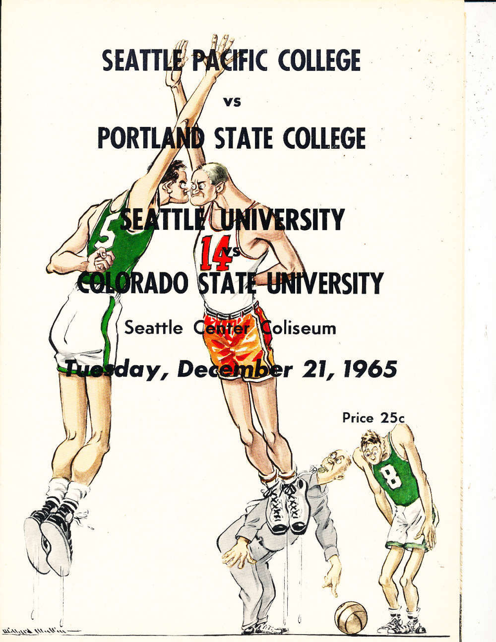 Dec 21 1965 Seattle University vs Colorado State basketball program nba15 a19