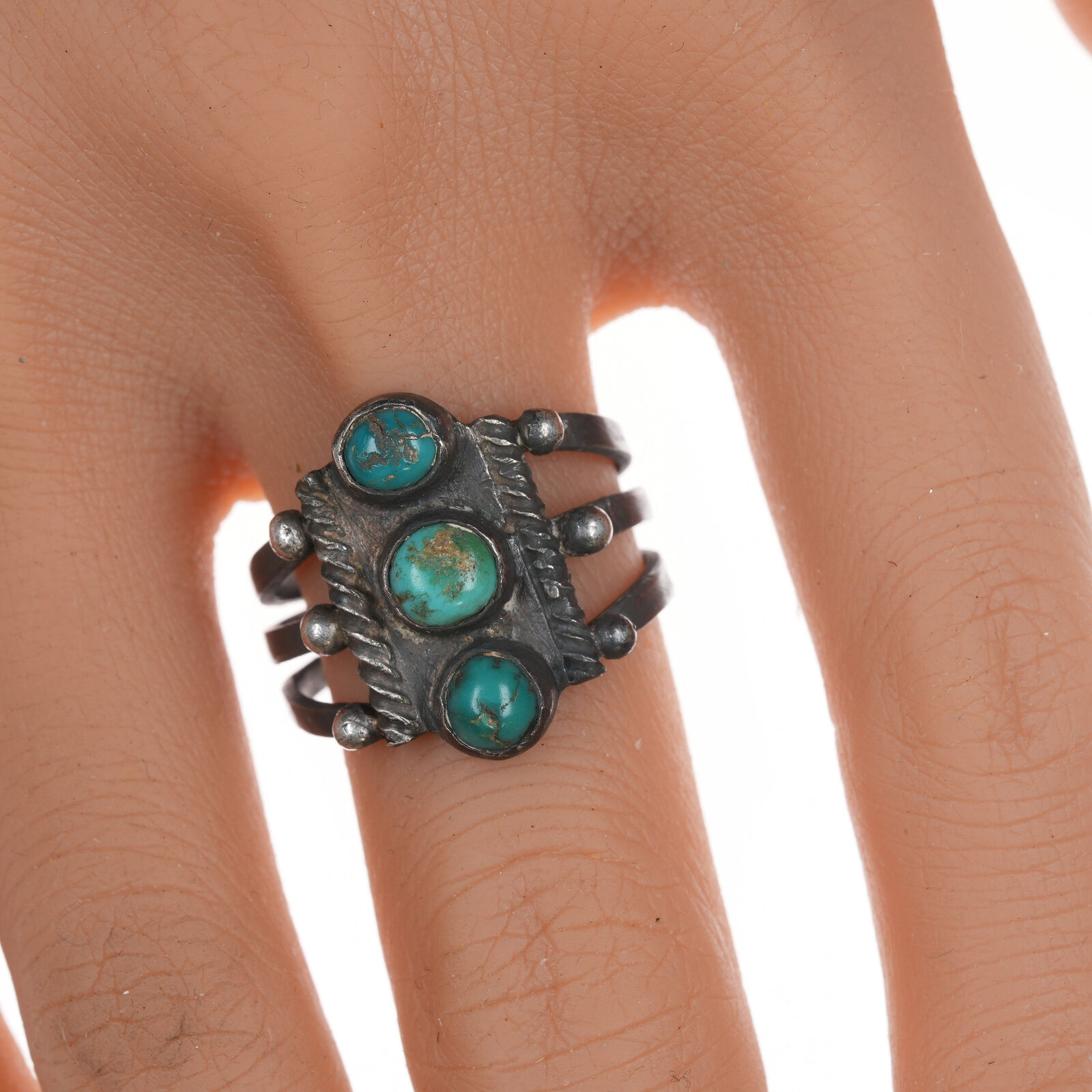 sz9.5 1920\'s-30\'s Navajo silver and turquoise ring