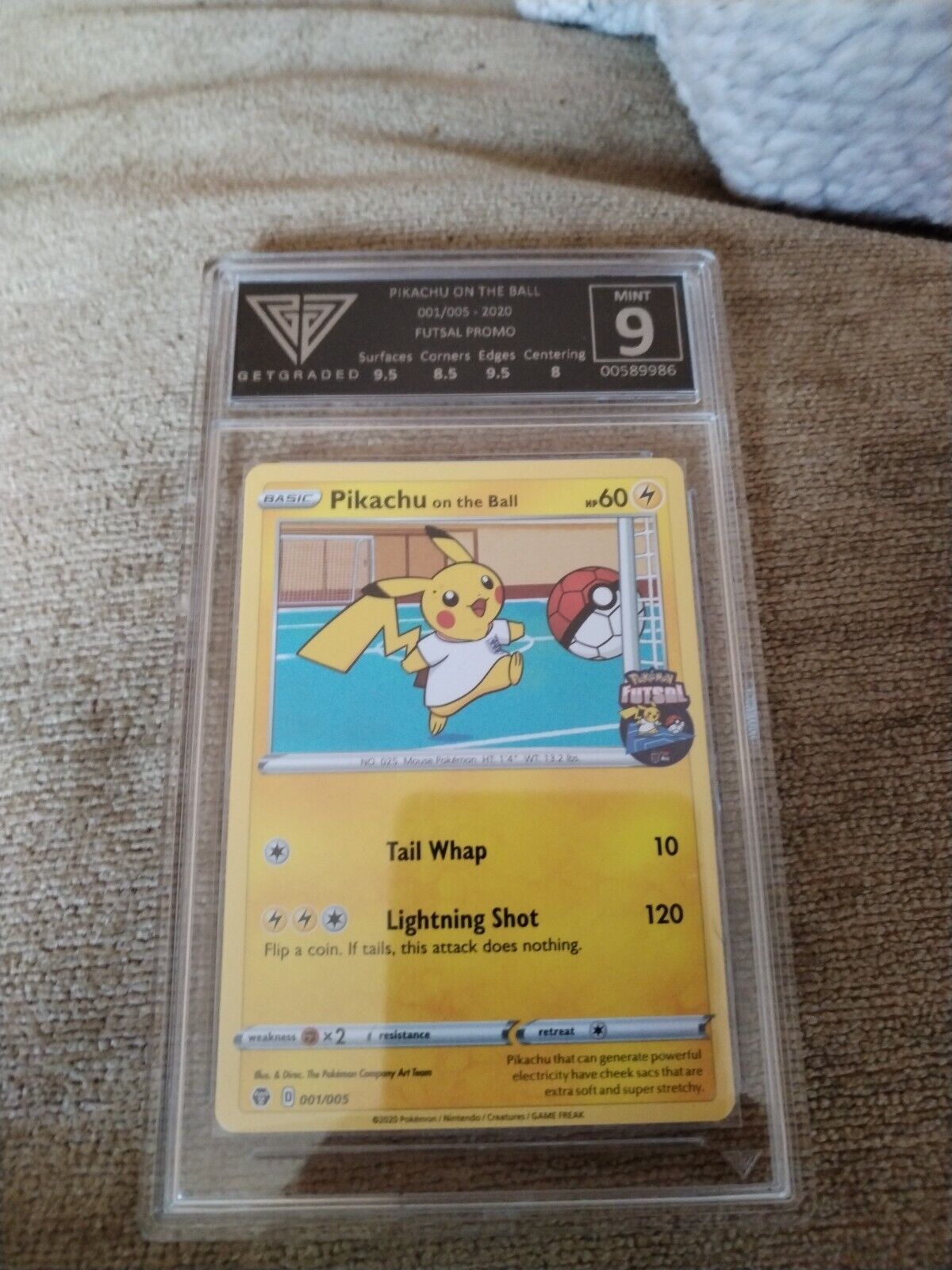 Pikachu on the Ball 001/005 Pokemon Card Getgraded 9
