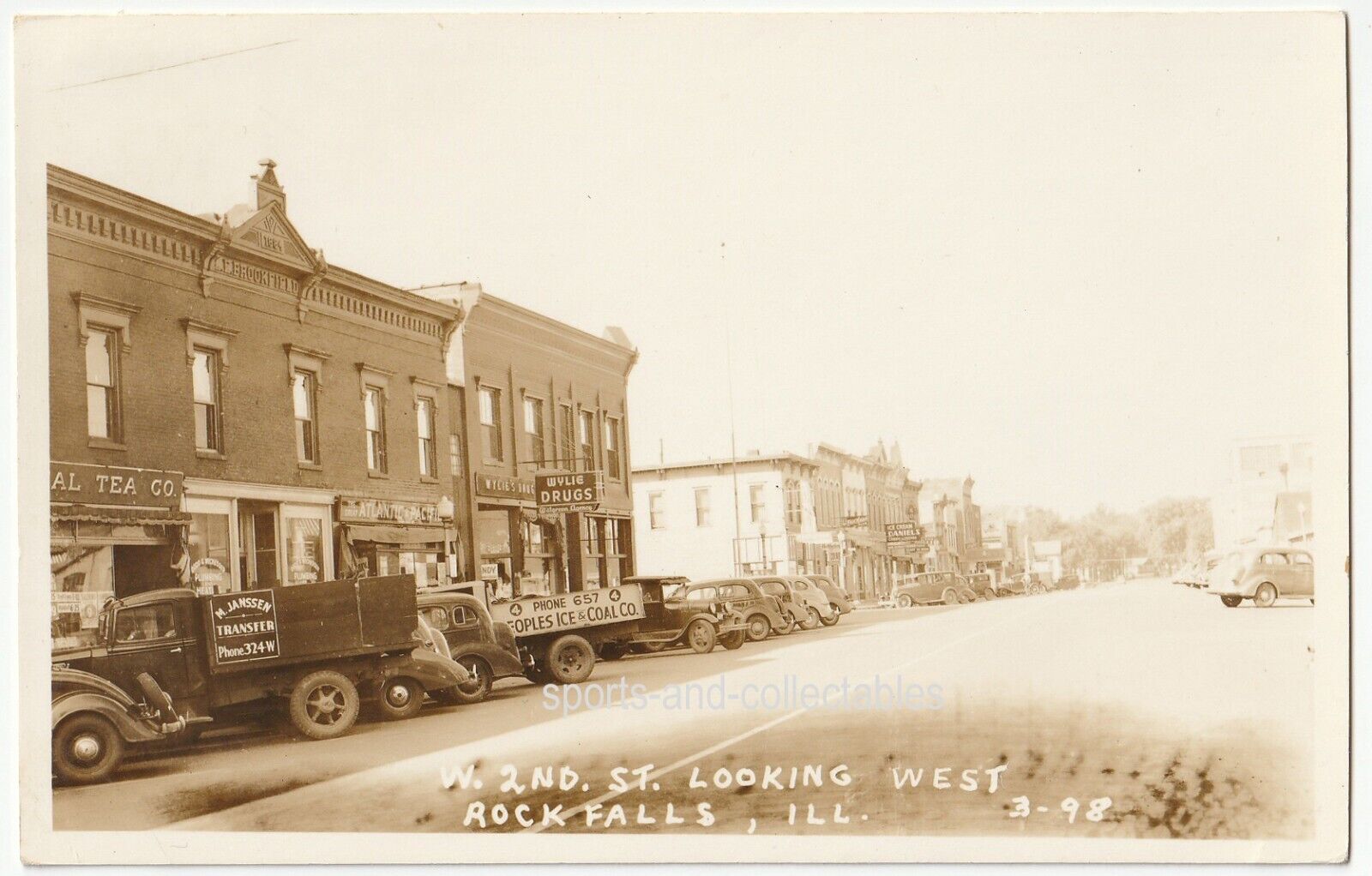 Rock Falls, IL - W 2nd Street Looking West - Great Truck Signage - c1945 rppc