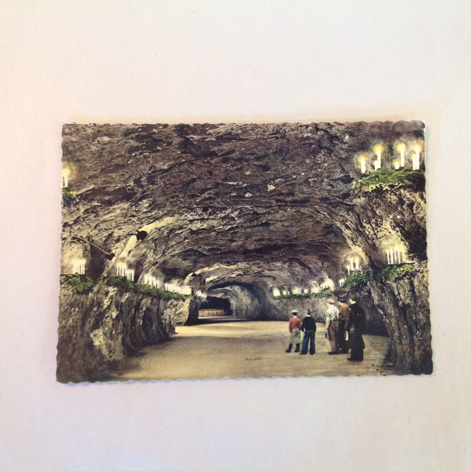 Vintage 1961 Postcard Seegrotte Wien-Hinterbrohl Austria Underground Tunnel Lit