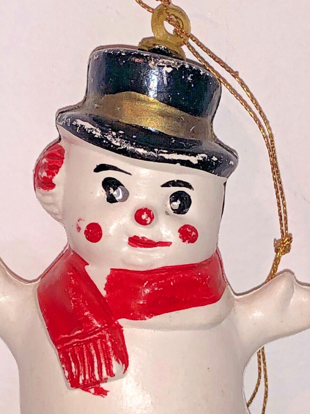 Vintage 1960\'s SNOWMAN Plastic MCM Christmas Ornament JAPAN