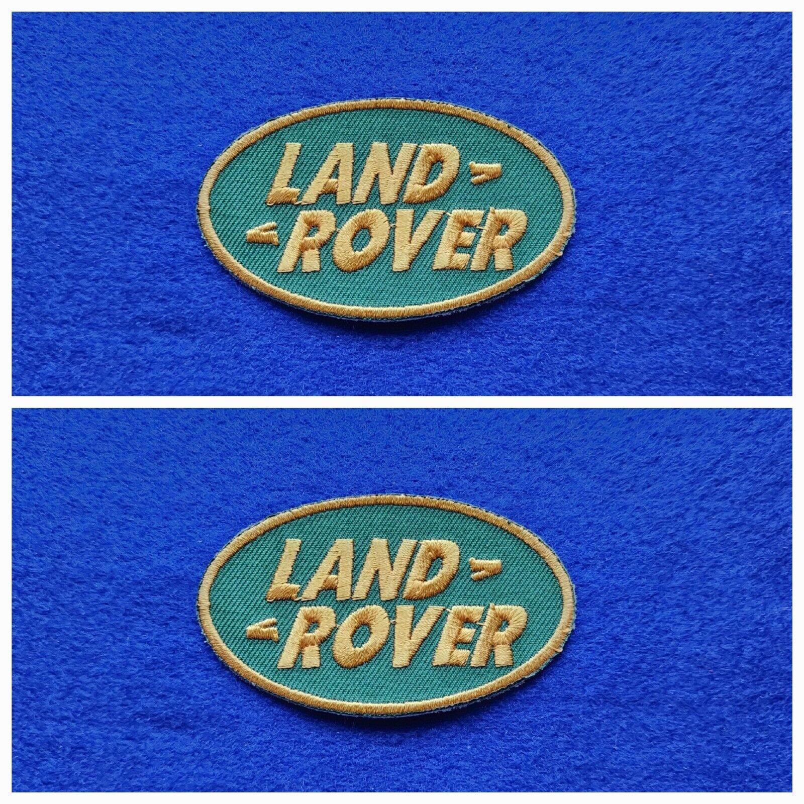 A Pair Of Motor Car Racing Patches Sew / Iron On Badges:- Land Rover (a) Green