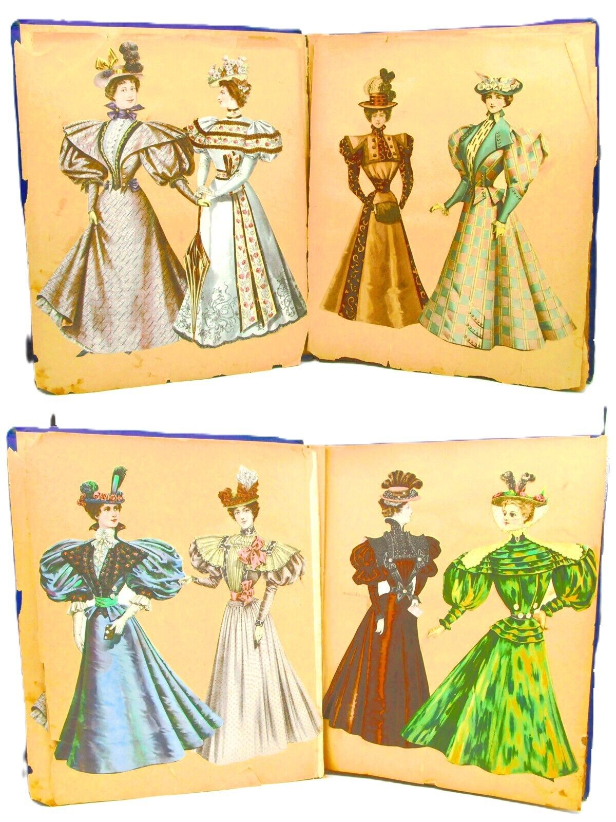 Antique Scrapbook 1890's Cutout Ladies Fashions 16 Pages 45 Images Pages Loose