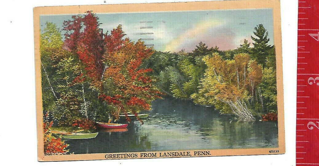 vintage Linen Greetings from Lansdale Pennsylvania 1948