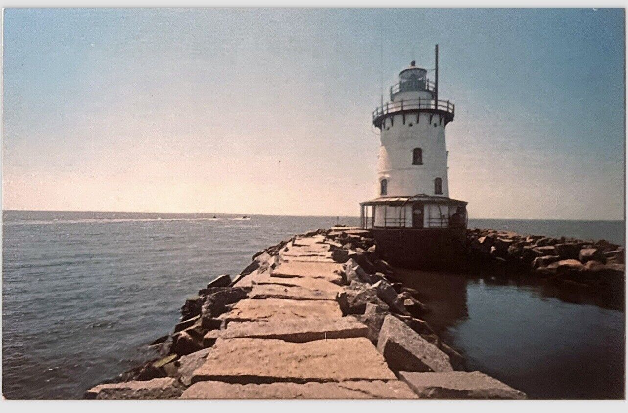 Old Saybrook Connecticut, Outer Light Long Island Sound Boats Postcard