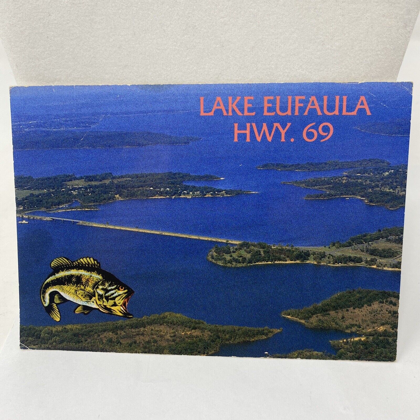 Vintage Postcard Greeting Lake Eufaula Oklahoma Hwy 69