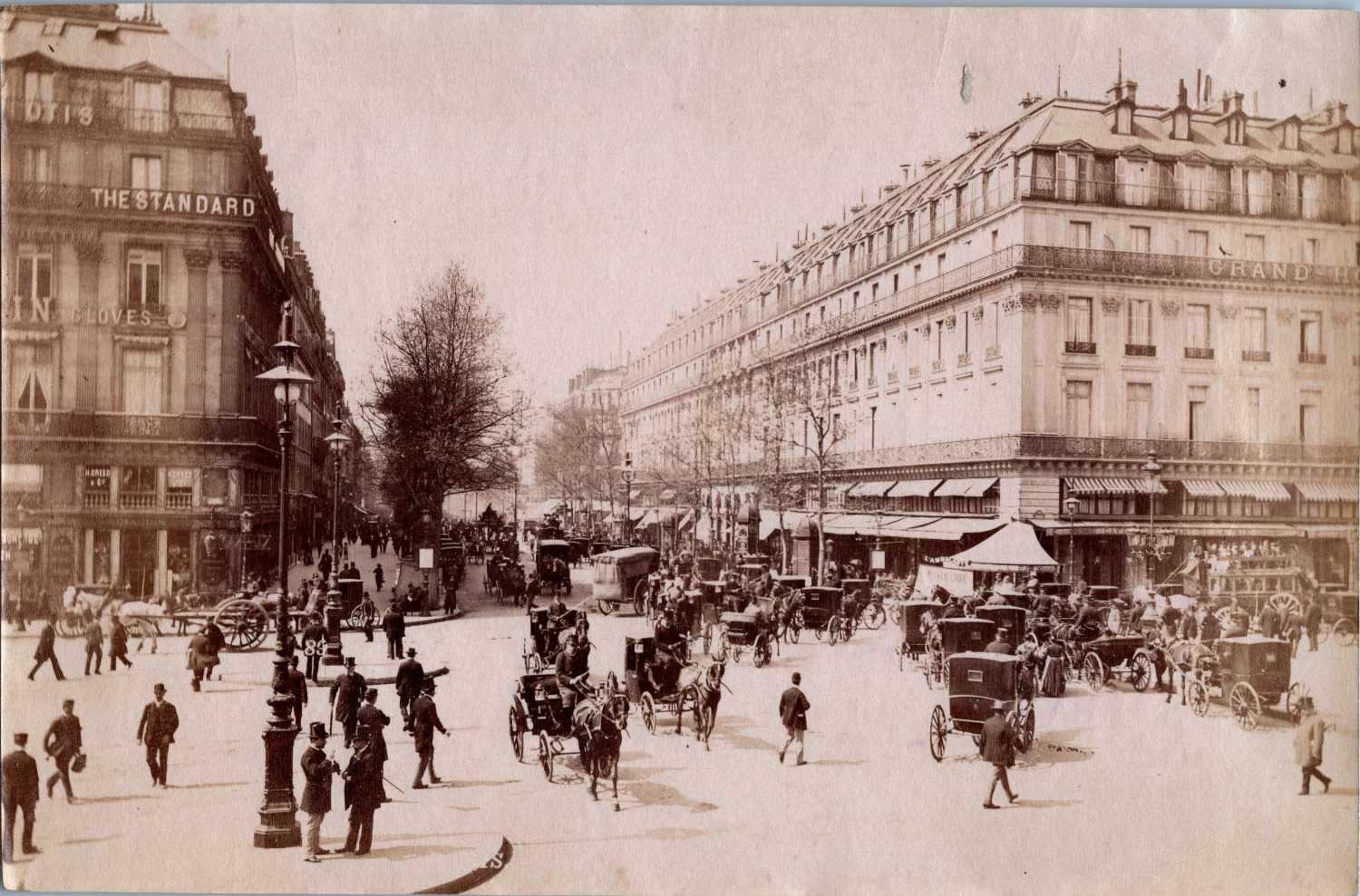 Paris, Place de l'Opera et Café de la Paix, Vintage print, ca.1875 Print v