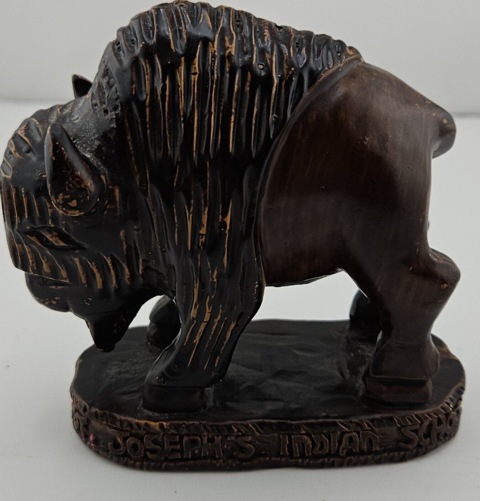 Resin Art-St Joseph's Indian School Buffalo Bison Figurine 