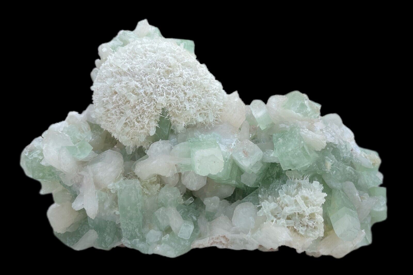 Fantastic specimen of mordenite and green apophyllite # 327