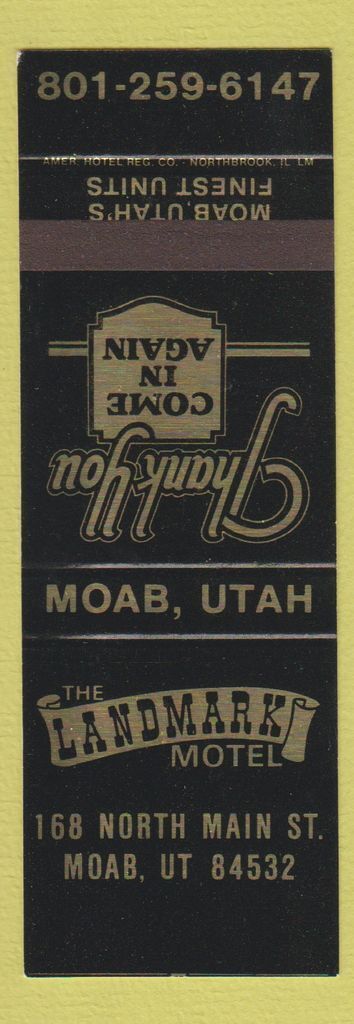 Matchbook Cover - Landmark Motel Moab UT