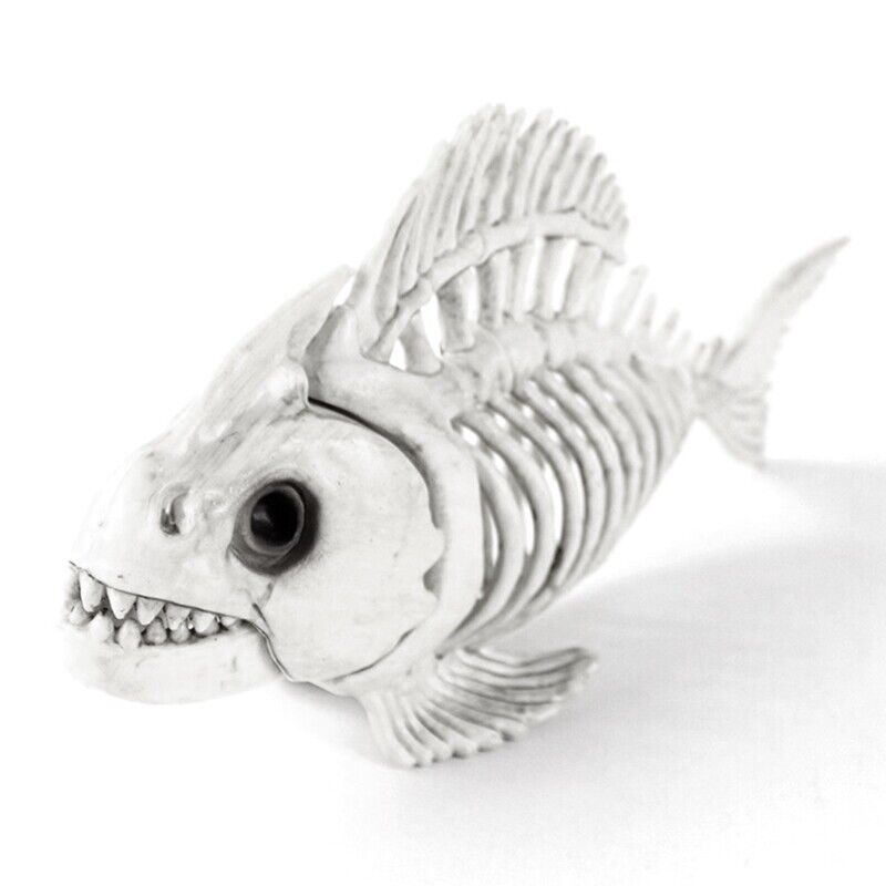Skeleton Fish Halloween Decor Model, Plastic Animal Carp Skull Fishes Bone7742