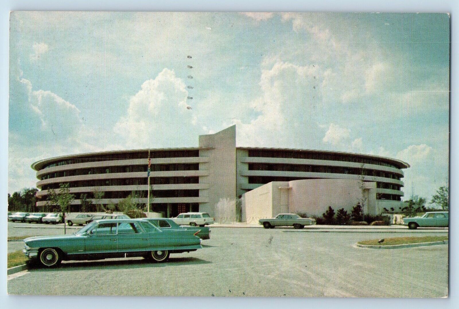 Checotah Oklahoma OK Postcard Fountainhead Classic Cars Building 1968 Vintage