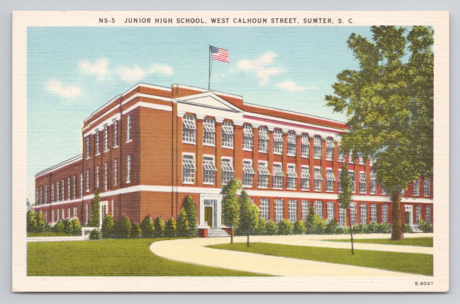 Junior High School West Calhoun Street Sumter SC Linen Postcard No 4459