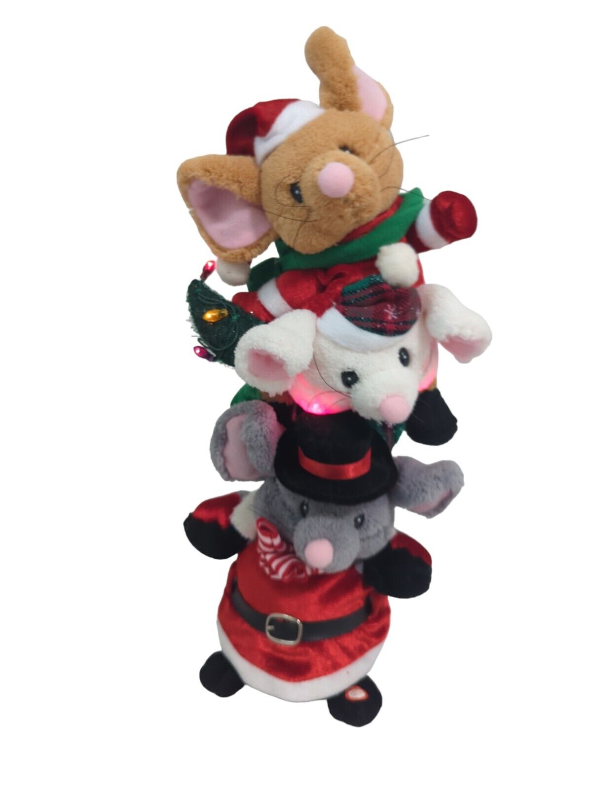 Gemmy Christmas Mice Singing / Music Dancing Lights, Three Stacked