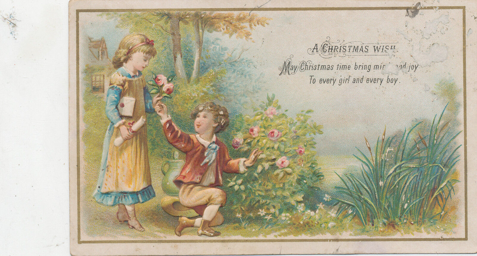 C8898 1880-90  VICTORIAN CHRISTMAS CARD CHILDREN