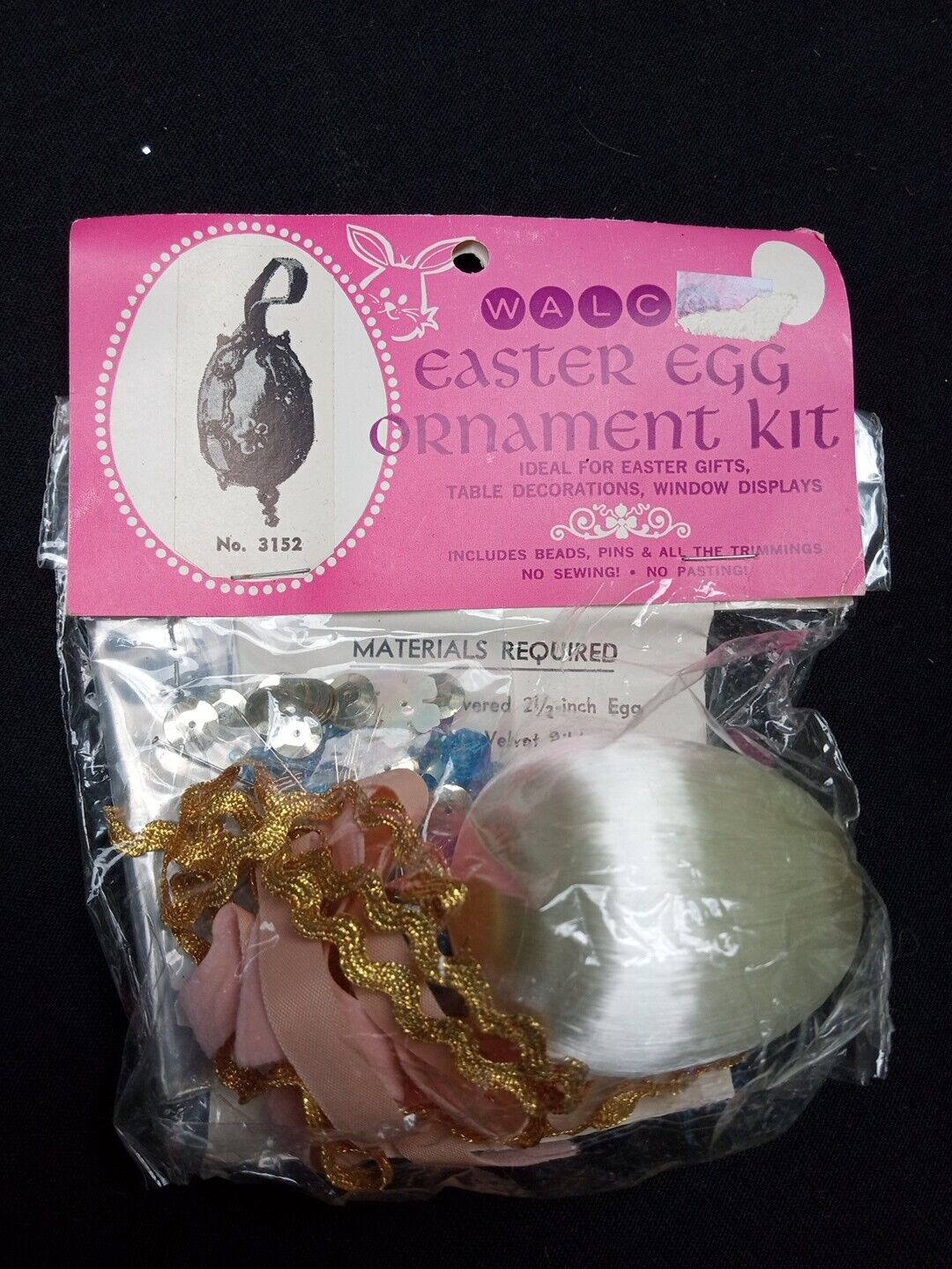 Vintage Walco Easter Egg Ornament Kit No 3152 Satin Ball