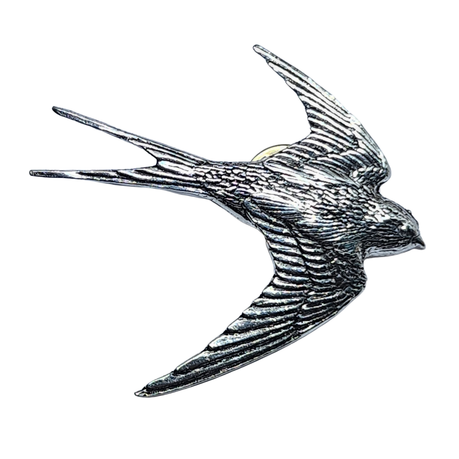 Swallow Pin Badge Large Lapel Tie Pin Swallow Tail Bird Brooch English Pewter