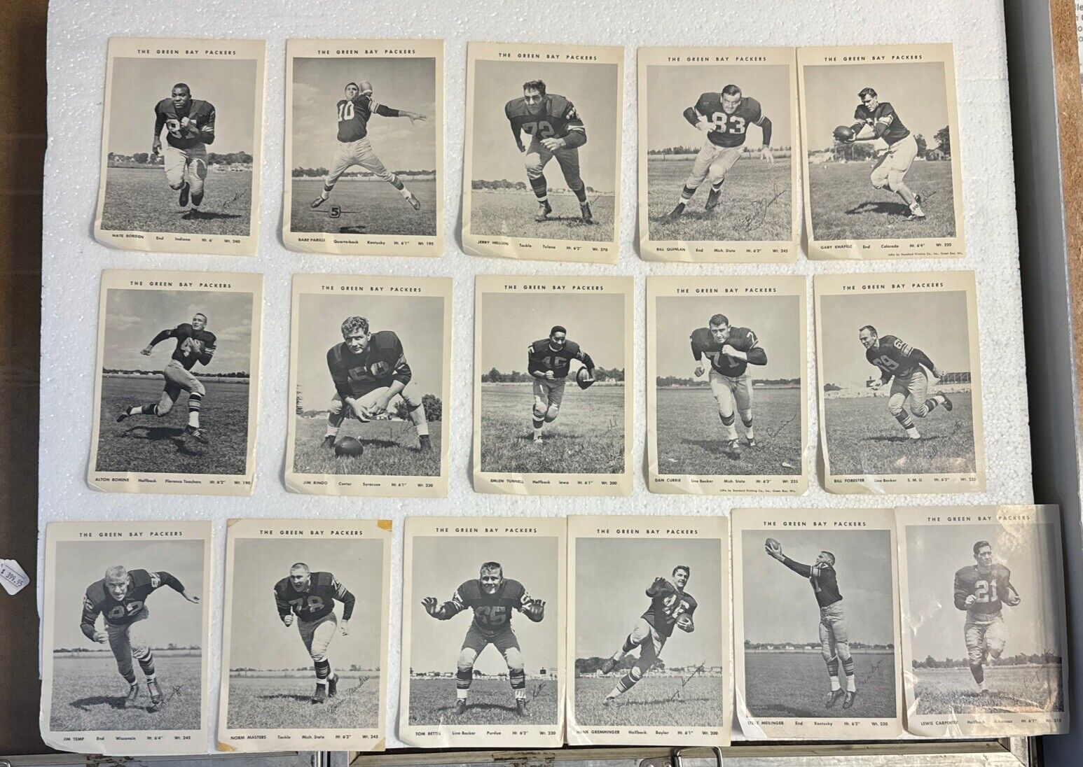 (17) Green Bay Packers 1959 Football YB Player PHOTOS Jim Ringo Norm Masters 5x7