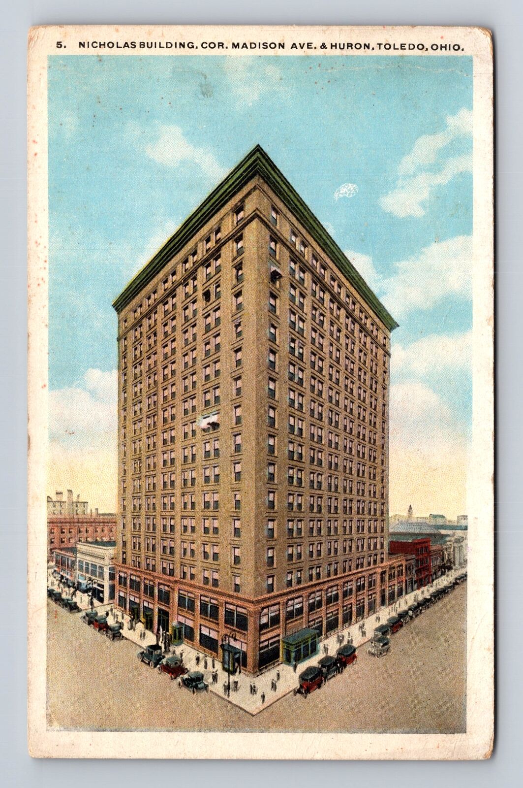 Toledo OH-Ohio, Nicholas Building Madison & Huron Avenues Vintage c1922 Postcard
