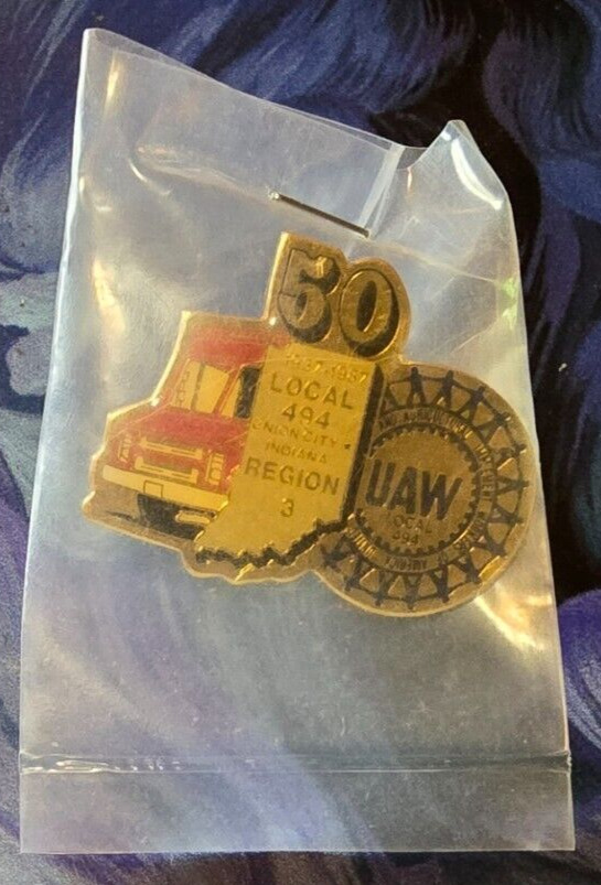 Vtg UAW United Auto Workers Region 3 Pin Button Tie Tac 50th Anniversary 1987