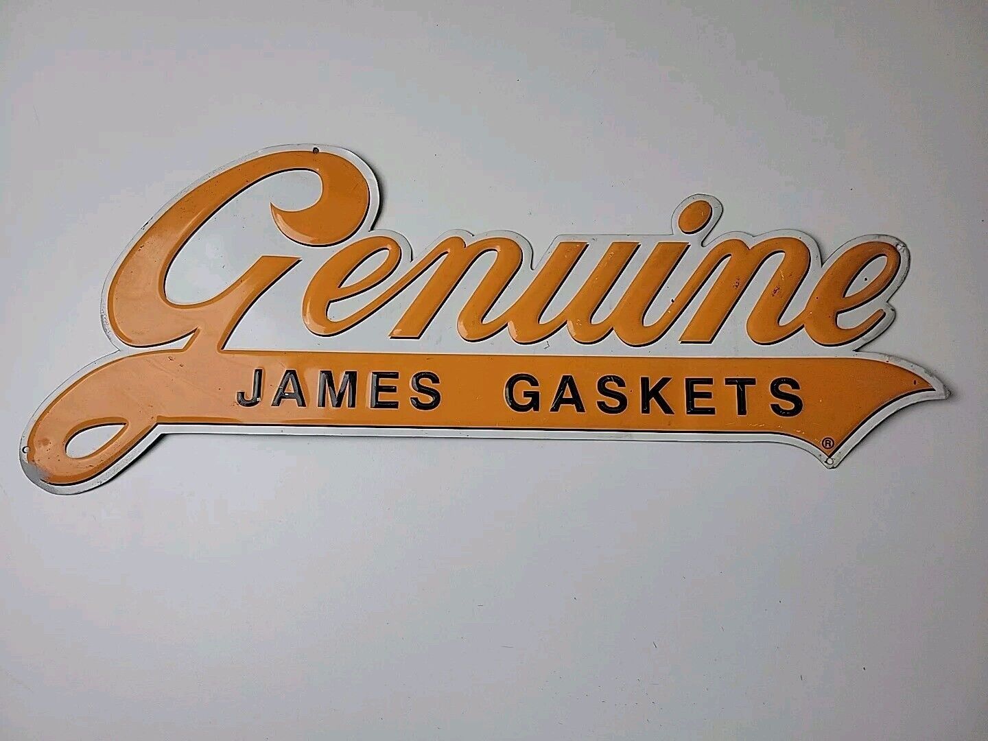 Vintage Genuine James Gaskets Motorcycle Parts Metal Sign  ORIGINAL Ad *RARE*