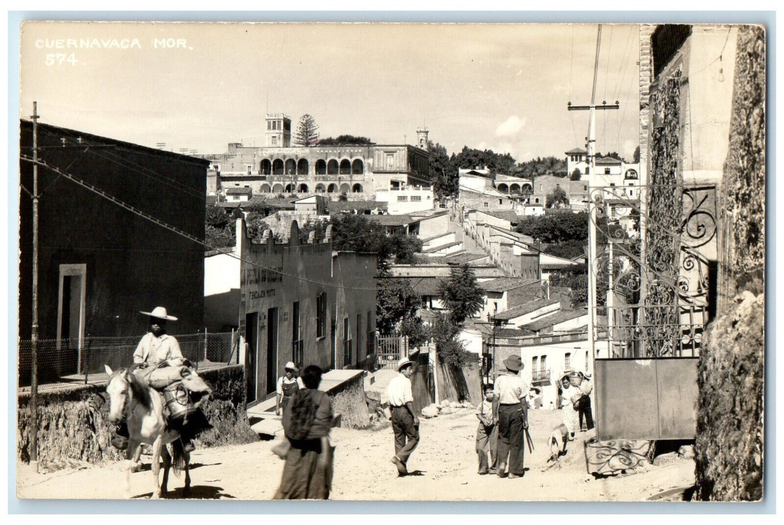 c1950\'s Horse Riding Road Scene Cuernavaca Morelos Mexico RPPC Photo Postcard
