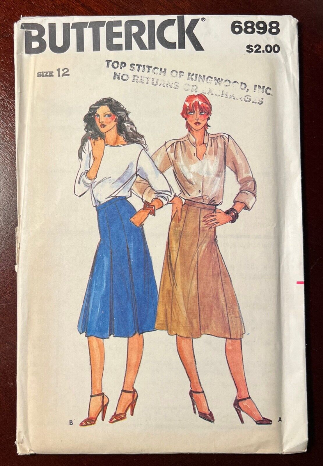 VTG 80s Butterick 6898 A Line or Flared Pieced Skirt Classic 1930\'s Style Sz 12