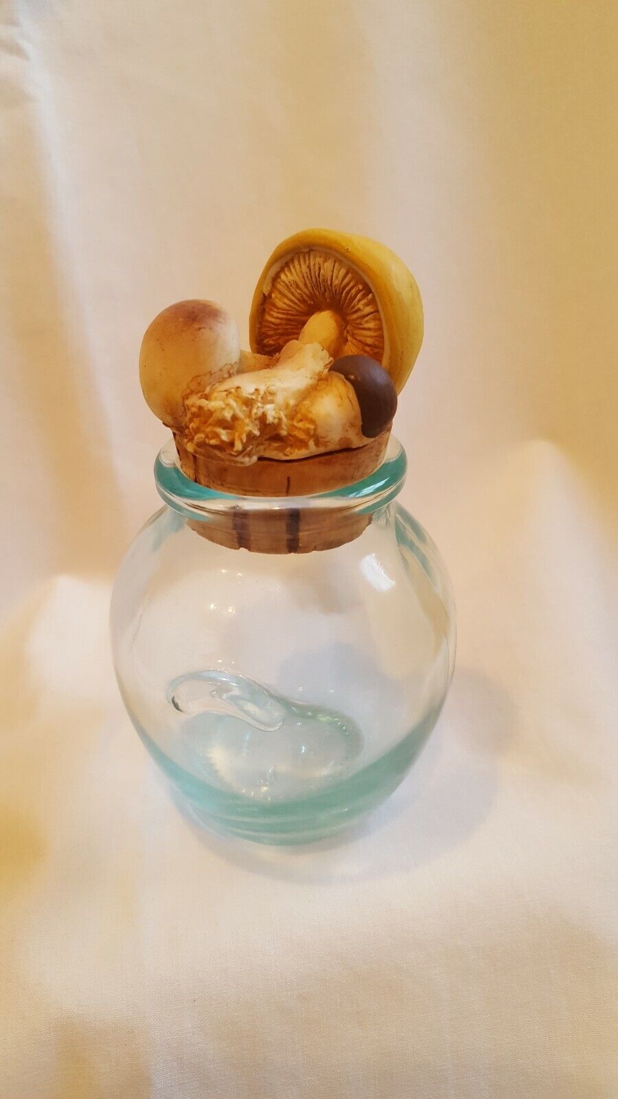 Empoli Verde Vetreria Etrusca Glass Jar with Mushroom Cork Italy