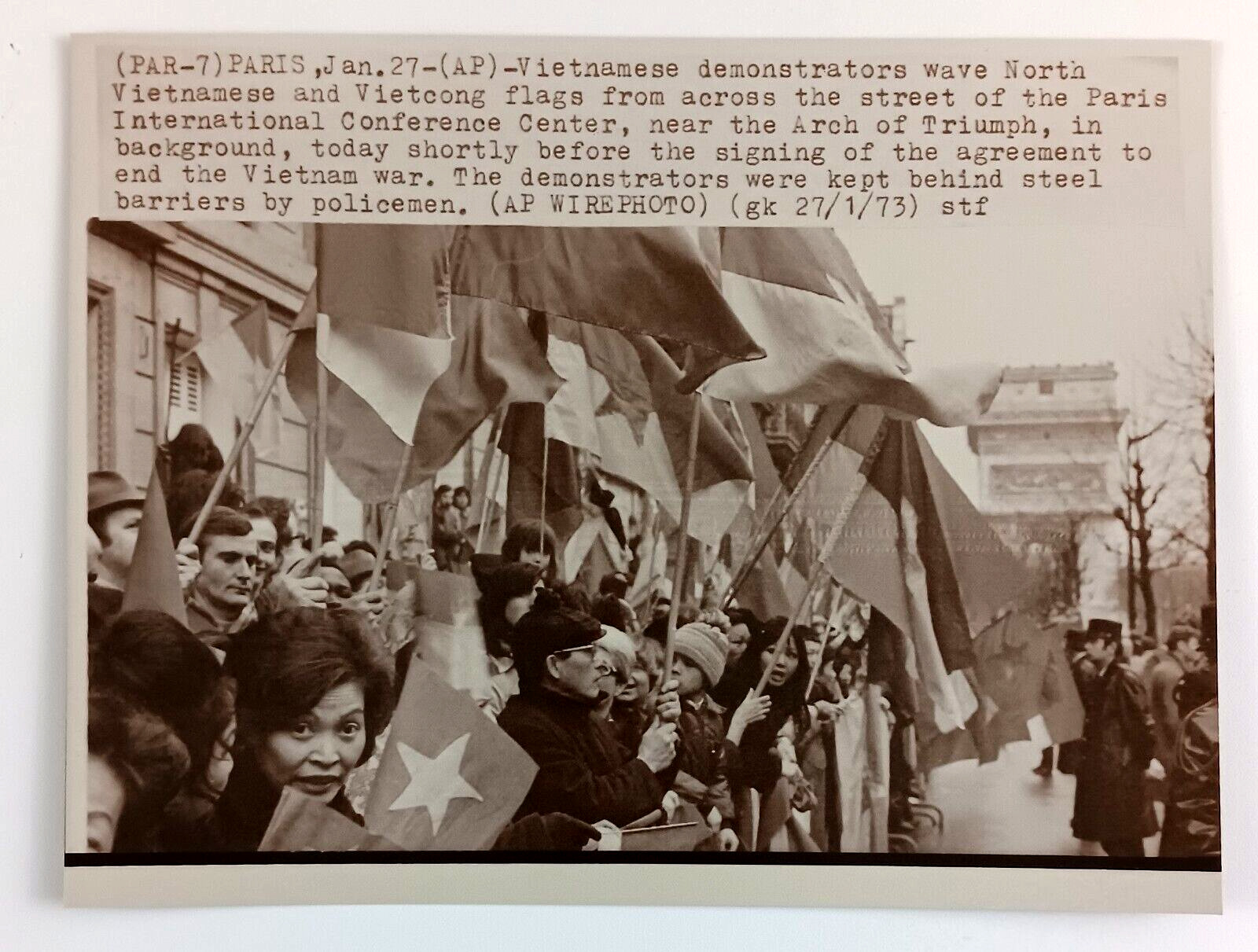 1973 Paris France Vietnamese Vietnam War Protestors Vietcong Press Wire Photo