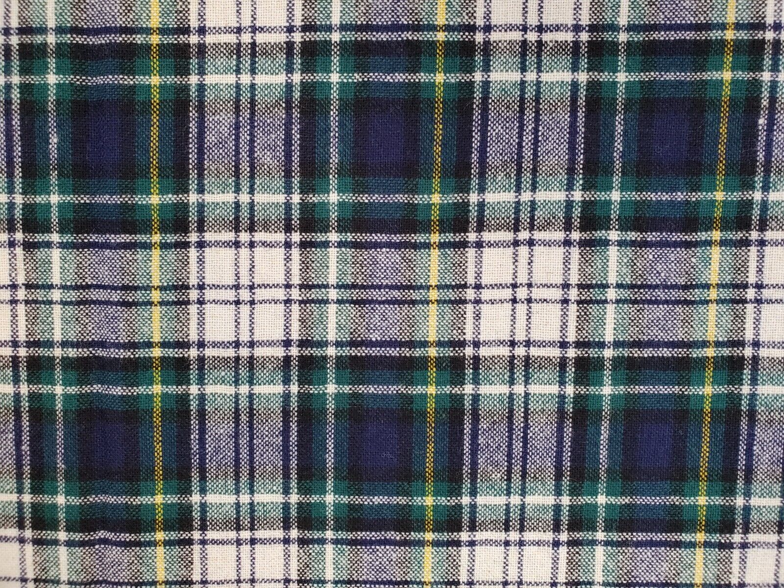 Vintage Plaid Fabric Wool Blend? Blue Green 2 Yards x 52 Inches