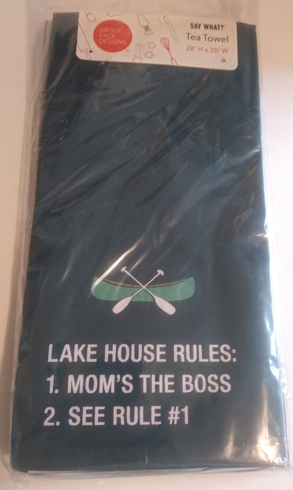 Lake House Rules:  Kitchen, Tea Towel by About Face Designs 28in x 20in.