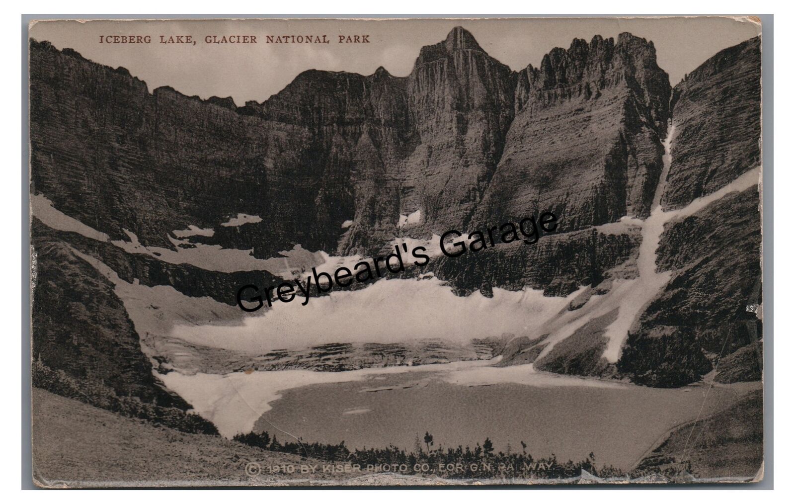RPPC Iceberg Lake GLACIER NATIONAL PARK MT Vintage Real Photo Postcard