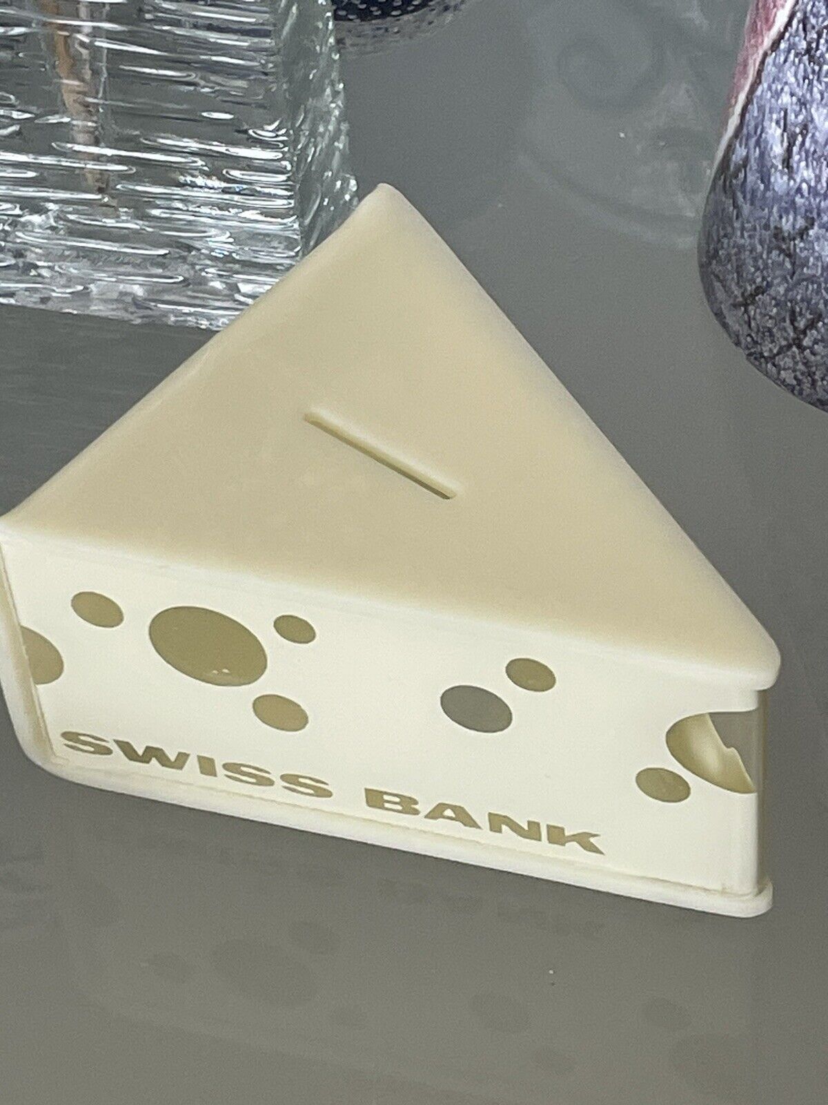 Vintage 1970s Swiss Cheese Plastic Bank Rare Find In Excellent Condition
