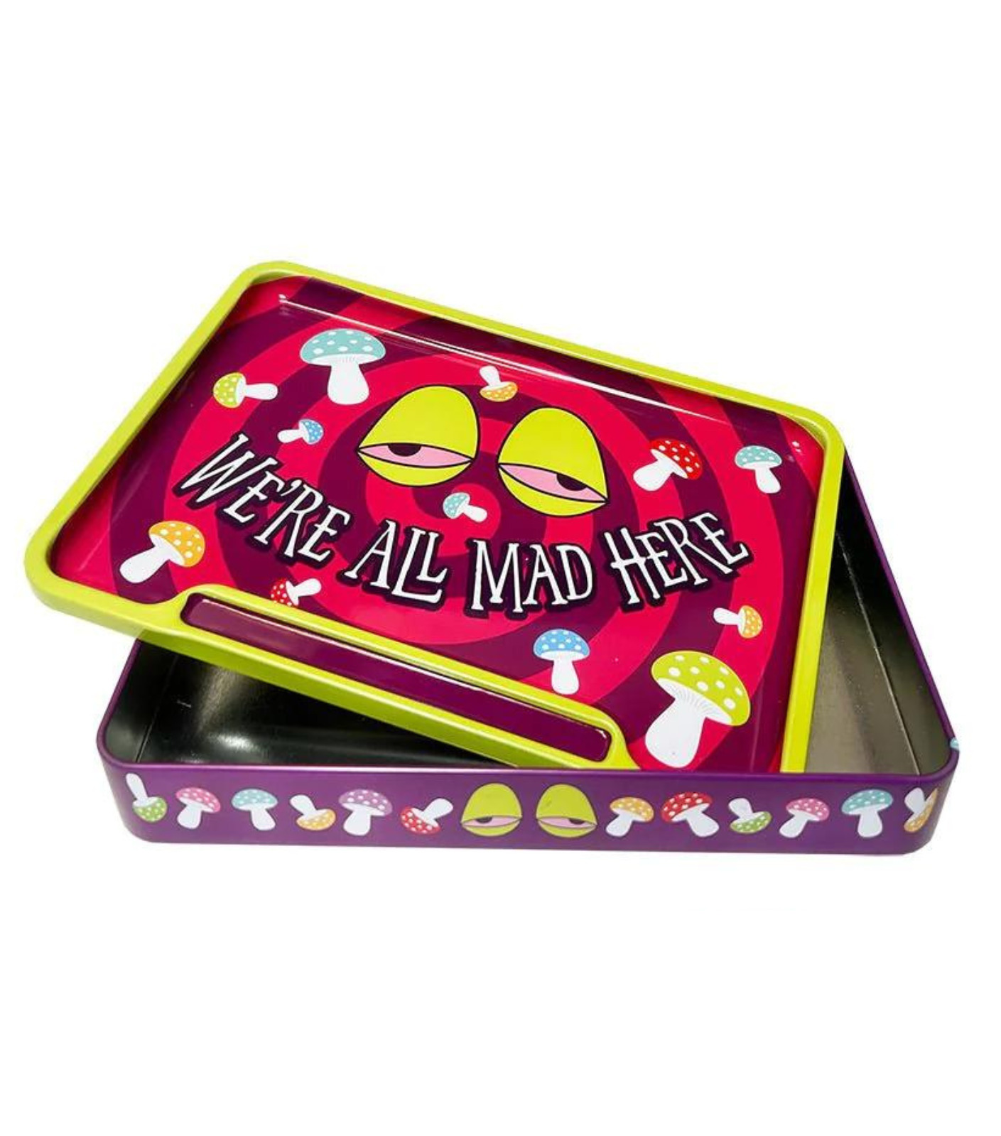 stash box with rolling tray set kit 8 inch metal stash box mushroom design