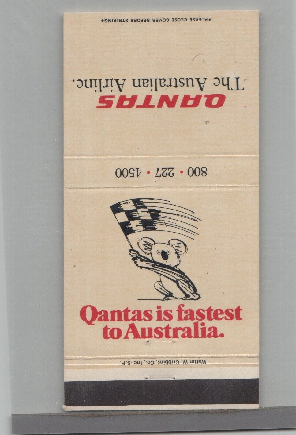 Matchbook Cover Qantas The Australian Airline