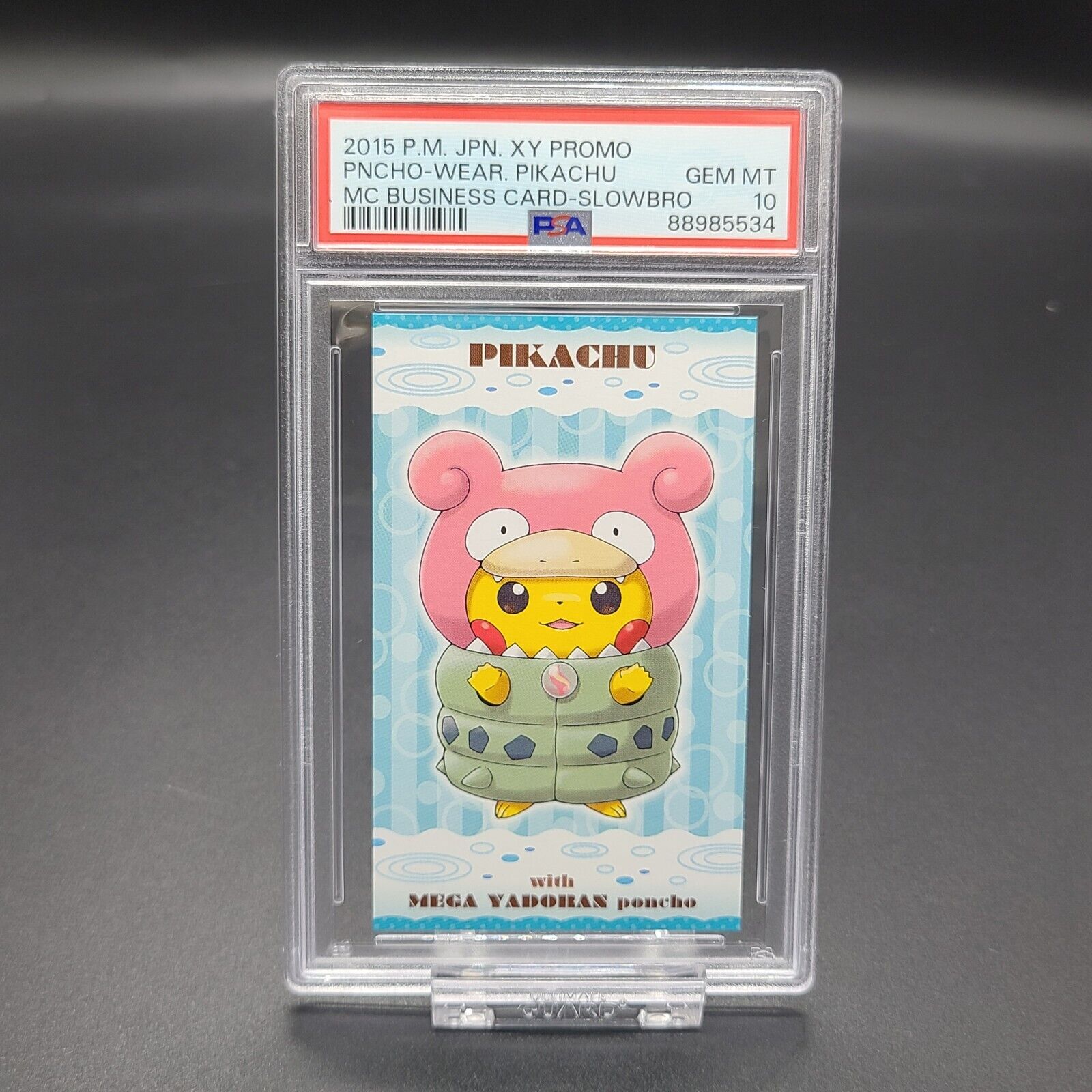 PSA10 Poncho Wear Pikachu Slowbro Pokemon Japanese Promo MC Business Card 2015
