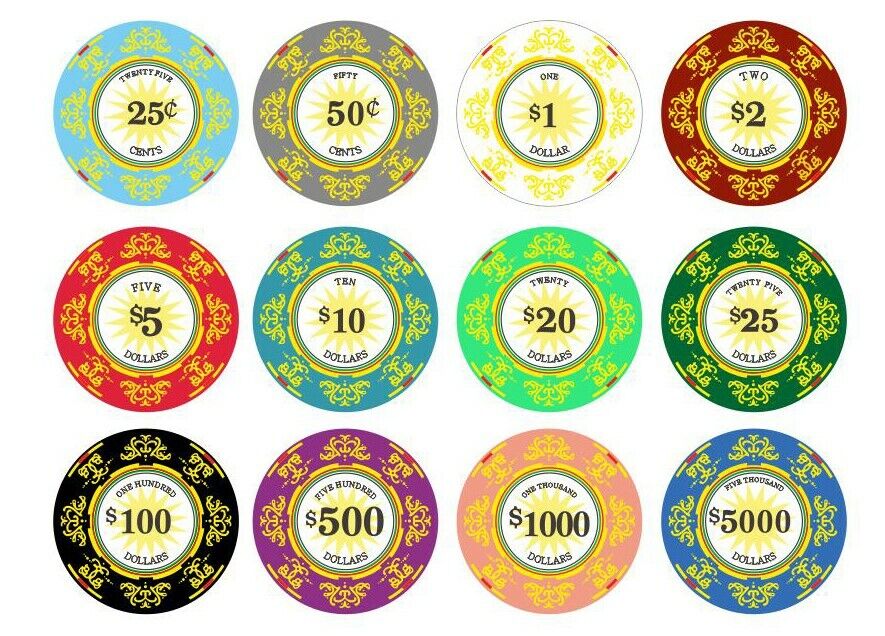 300 Classic Scroll Ceramic 10 Gram Poker Chips Bulk Pick Denominations