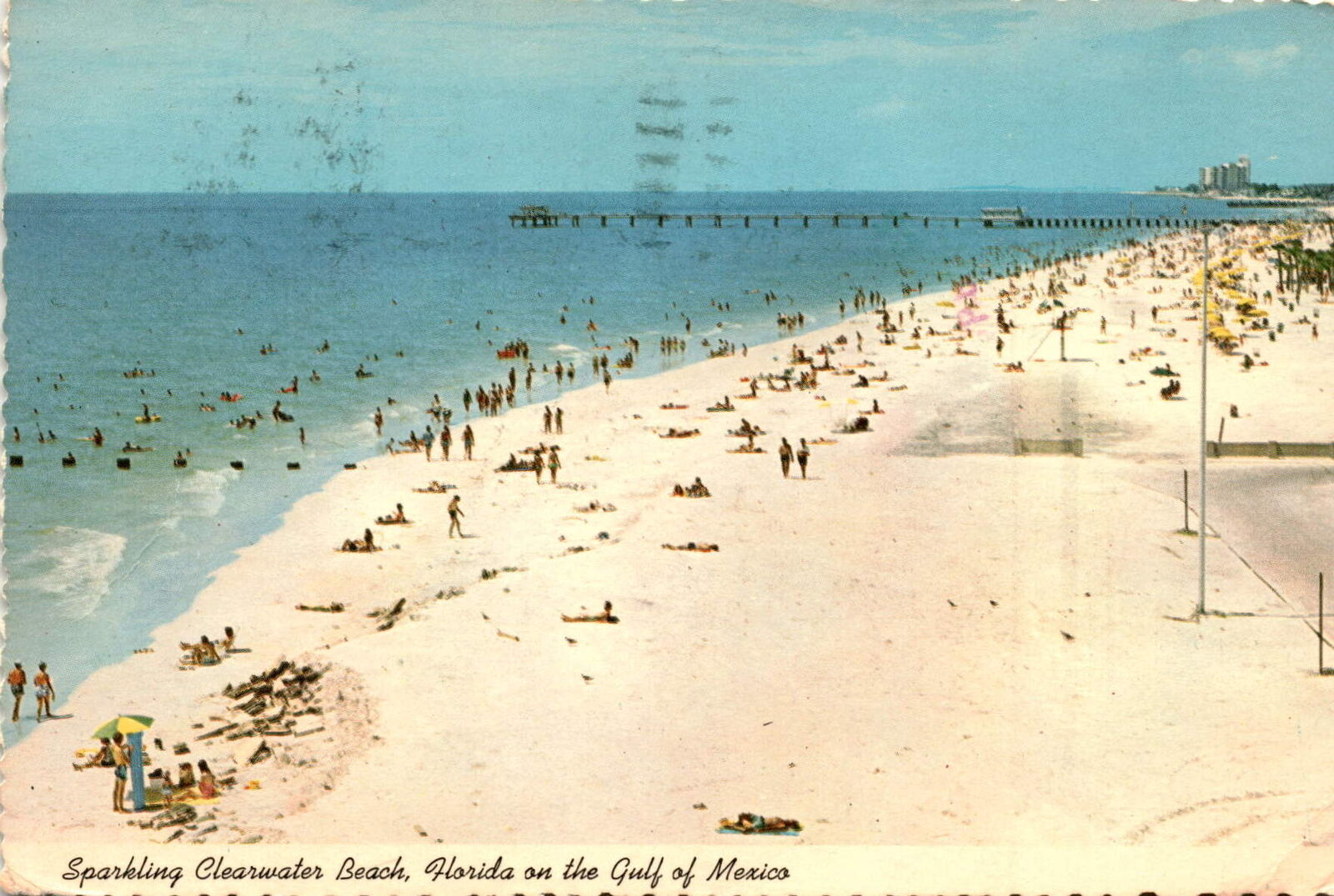 Vintage Clearwater Beach postcard from Gulf of Mexico.